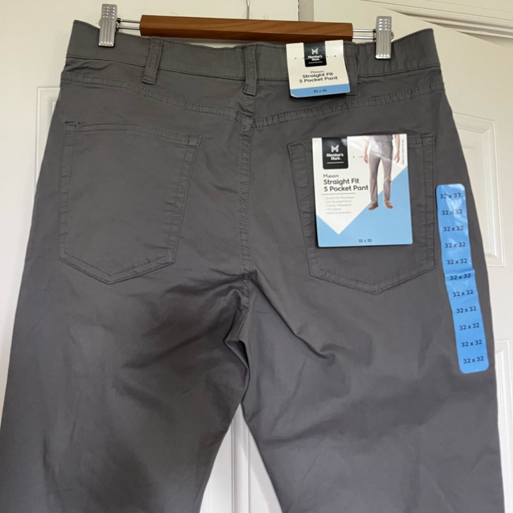 New With Tags: Mason Straight-Fit Gray 5 Pocket Pant W32 L32